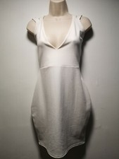 Pretty Little Thing Cream Sleeveless Sheath Dress - Size 10 (087g)