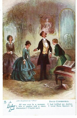 Vintage c1920 Tuck Oilette David Copperfield litho postcard Dickens Land #6047 3