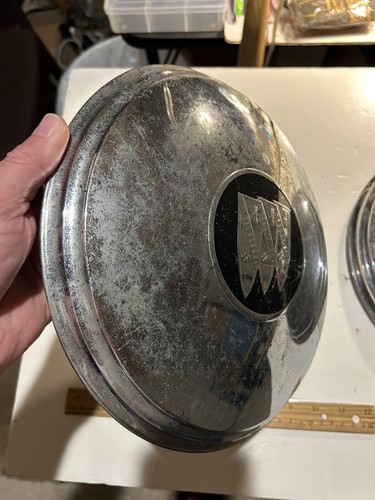 Vintage GM 1960-1963? BUICK 11” Silver & Black Dog Dish Wheel Cover Hubcaps (2) - Picture 3 of 24