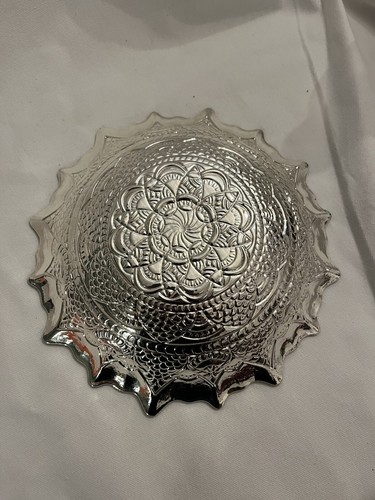 Gorgeous. AZZURRA Teal Silver Backed Glass 8-1/2” Bowl - Picture 3 of 6