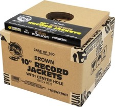 100 10 Vinyl Record Jackets Media Storage Kraft Brown With Hole - 10JWKRHH