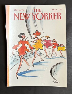 New Yorker Magazine LAMINATED COVER ONLY Oct 23, 1989 Fall Leaf Fashion Show