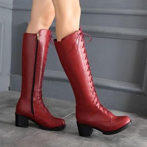 Womens-Military-Lace-Up-Combat-Riding-Boots-Fashion-Side-Zipper-Knee-High-Shoes