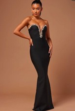 Embellished Bandage Gown - Black