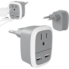 Travel Plug Adapter USB US to EU Power Converter Type C Charger Adapte Universal