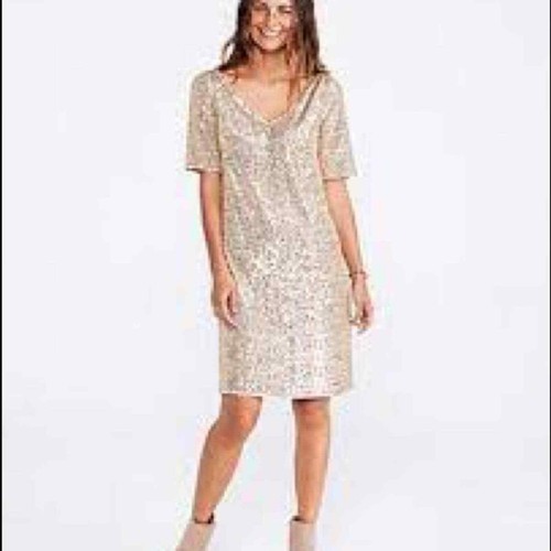 Ann Taylor Gold Sequin Shift Dress | eBay