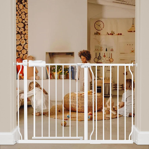 Extra Wide Baby Gate Tension Indoor Safety Gates White Metal Large