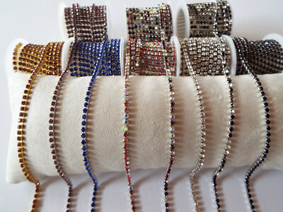 Strassband Strasskette Borte Crystal ca. 2mm Dekoband Strass Glitzerband