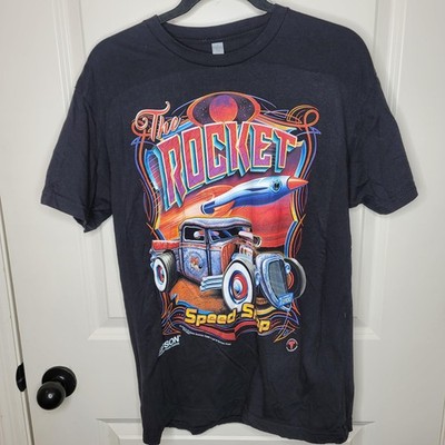Rocket Speed Shop Shirt Mens Large Black Next Level Hot Rod Car Graphic Tee