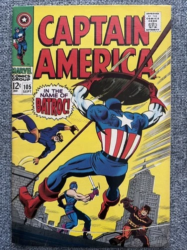 Orig Marvel Comic "Captain America # 105 - In The Name Of Batroc" 1968