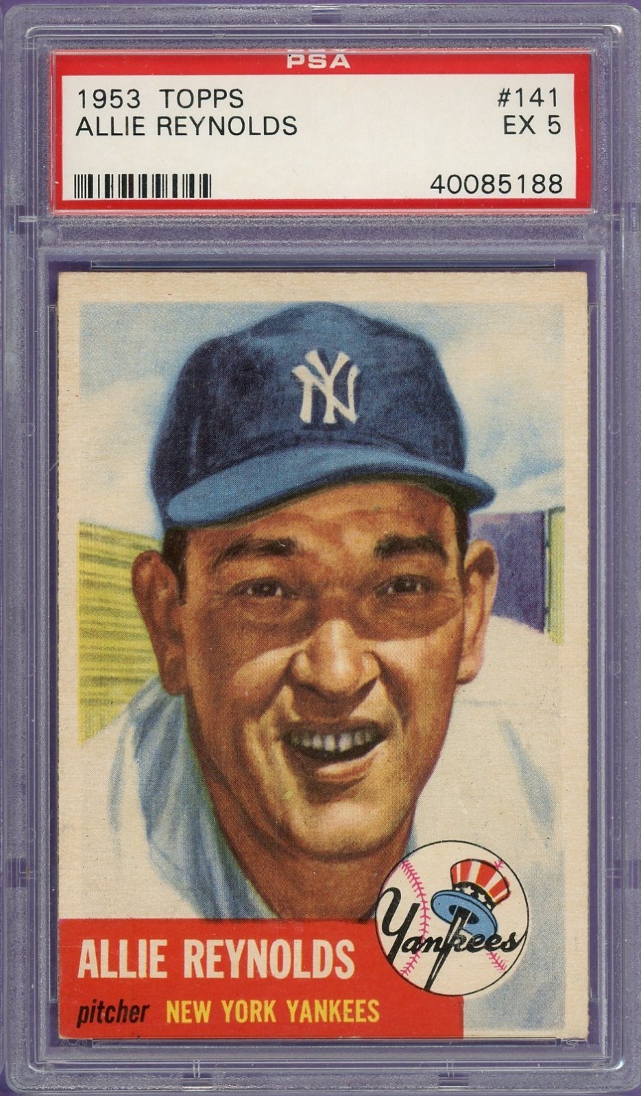 1953 Topps #141 Allie Reynolds New York Yankees PSA 5