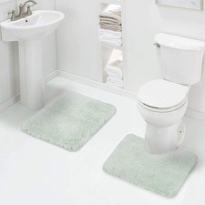 Shaggy 2 Piece Bath Rug Set Pale Green - 20 x 24 U Shape Contour Rug  20 x...
