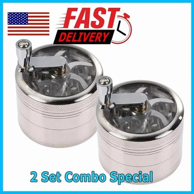 2X 4 PC Herb Tobacco Grinder Spice Herbal Metal Smoke Crusher Handle Hand Muller