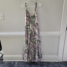 A&F Floral Maxi Dress With Pockets Green Pink Size Medium