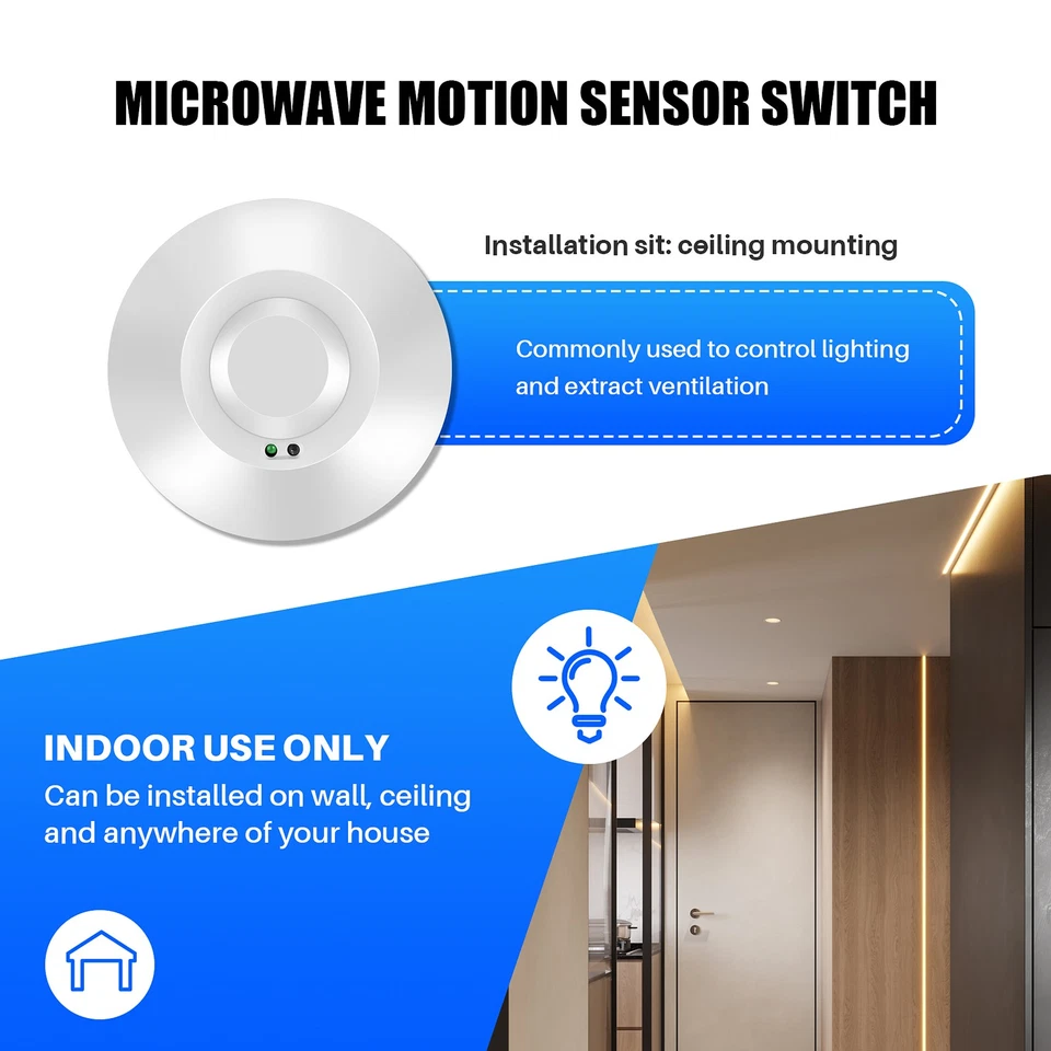 220V 800W Microwave Sensor Pir Occupancy Body Motion Detector Light G2L21082 - Image 3 of 4
