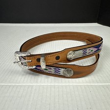 Tex Tan Ladies Aztec Concho Cowgirl Belt Size 36 Brown Genuine Cowhide Leather