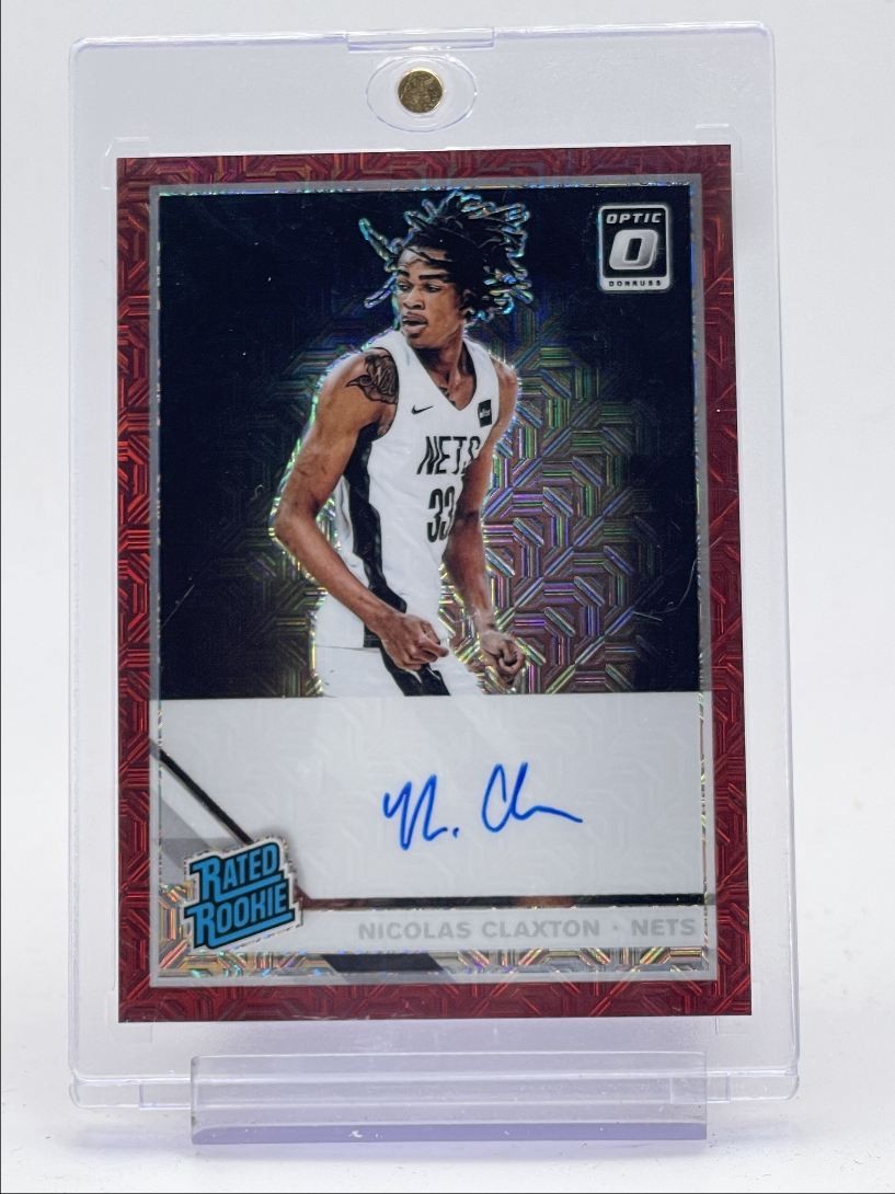 NICOLAS CLAXTON 2019-20 DONRUSS OPTIC RATED ROOKIE RED CHOICE RC AUTO Q3570