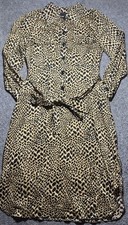Who What Wear Womens XL Leopard Print Button Up Long Sleeve W/Belt Dress