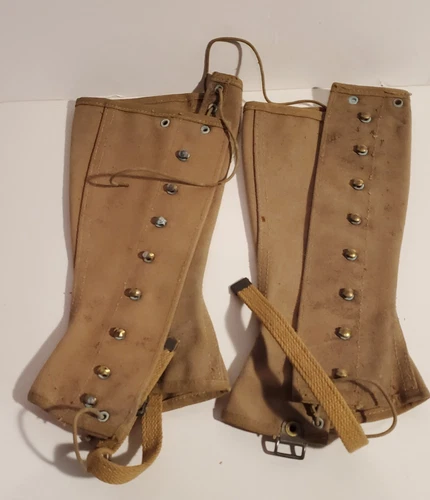 VINTAGE US ARMY MILITARY UNIFORM BOOT SPATS LEGGINGS LEG COVERS WORLD WAR 2 WWII