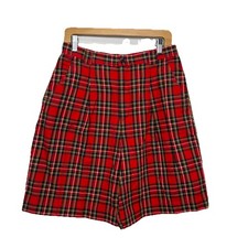 Vtg 80s 90s GAP High Waist Preppy Plaid Pleated Bermuda Academia Shorts 15/16