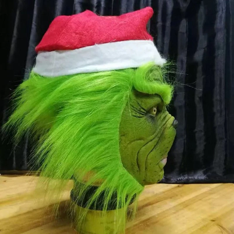 The Grinch Full Head Latex Mask Xmas Hat Monster Adult Costume Cosplay UK - Image 3 of 4