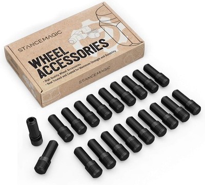 20pcs Black Wheel Stud Conversion - 14x1.5 to 12x1.5, 1.9 inch Length, 