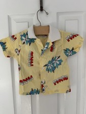 Vintage Carter s Malibu Dog Tropical Button Up Shirt 2T Made in USA 80s 90s