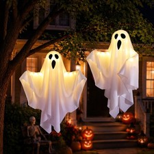 Halloween Decorations Outdoor Indoor 2 Pack 27.5 Inch Swinging Hanging Ghost Lig