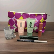 Clinique 7 pc Skincare Gift Set Smart Night Scrub Mask Eyeliner Mascara Lipstick