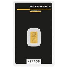Argor-Heraeus 1g Gold Minted Kinebar in Blister Pack 4268.33 per troy oz