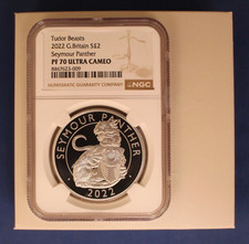 2022 Silver Proof 1oz £2 coin "Seymour Panther" NGC Graded PF70 with Case & COA