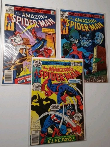 Amazing Spider-Man 3 book (1978) LOT 181,184,187 1st App White Dragon FN/VF+-
