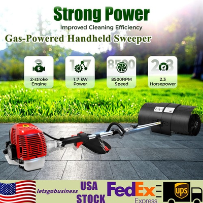 #ad 52cc Handheld 2.3HP Gas Power Sweeper Broom Snow Dirt Driveway Walkway Clean $124.39