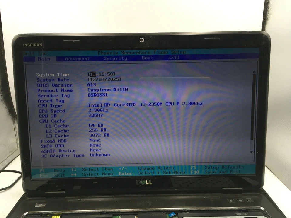 DELL INSPIRON N7110 - BOOTS TO BIOS - INTEL I3 2350M - NO RAM - 17" - READ - BB - Image 2 of 4