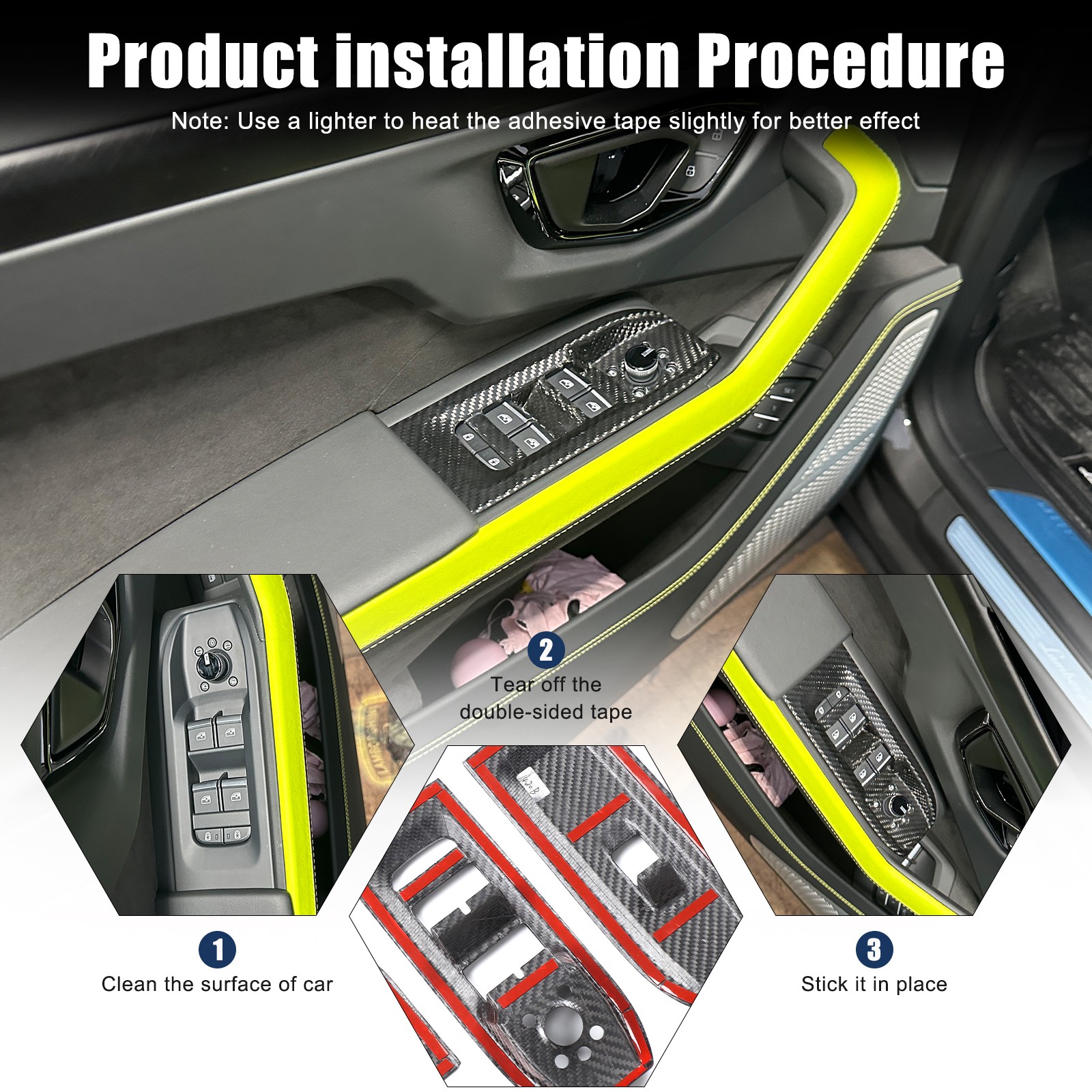 Real Carbon Fiber Window Lift Switch Panel Cover For Lamborghini Urus 2018-2025