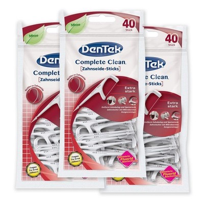 Dentek Complete Clean Zahnseide Sticks 120 Stück (3x40) Reißfest Minze Zahnstoch