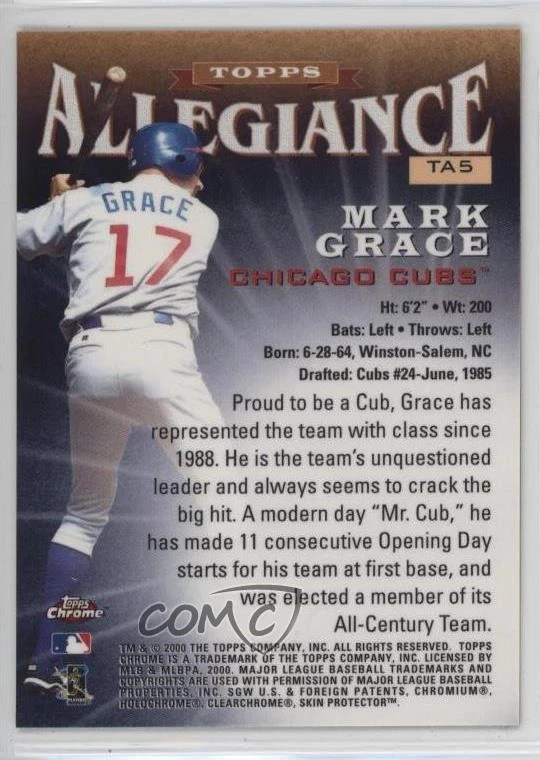 2000 Topps Chrome Topps Allegiance Mark Grace #TA5 - Image 2 of 2