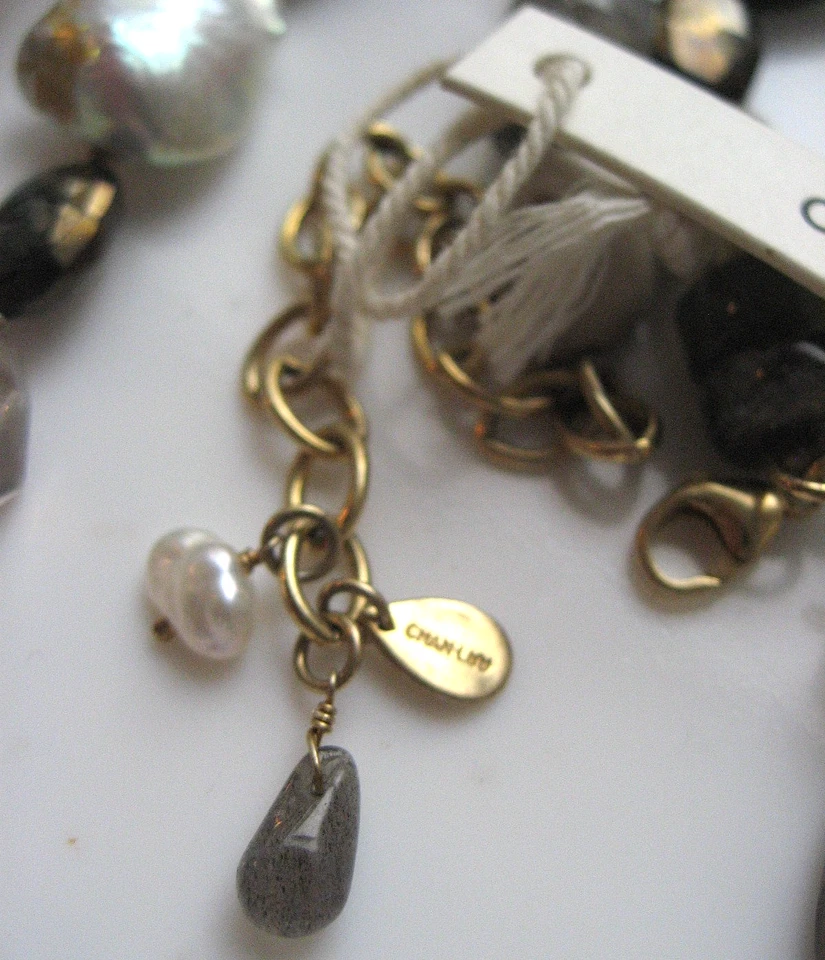 Chan Luu Necklace Pearl Baroque Abalone Labradorite Semi Precious Stone Gold NWT - Image 3 of 4