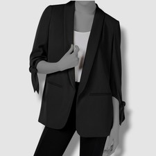 90 Bar III Women's Black Tie Sleeve Open-Front Blazer Jacket Size XS
