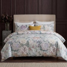 100 Cotton Duvet Cover King Size Grey Green Watercolor Floral Duvet Cover ...