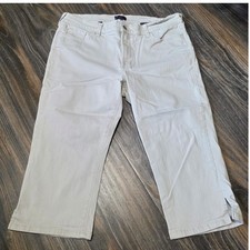 NYDJ Lift Tuck Technology Beige Cropped Jeans Petite Size 14P Made in USA