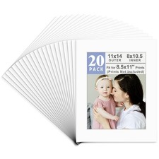 Golden State Art, Acid Free, Pack of 20, 11x14 White Picture Mats - Fit 8.5x1...