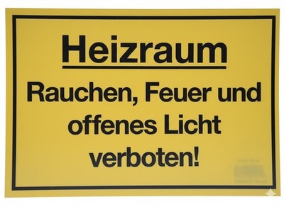 20 x Heizraum   Warnschild (Rauchen, Feuer und offenes Licht verboten!)