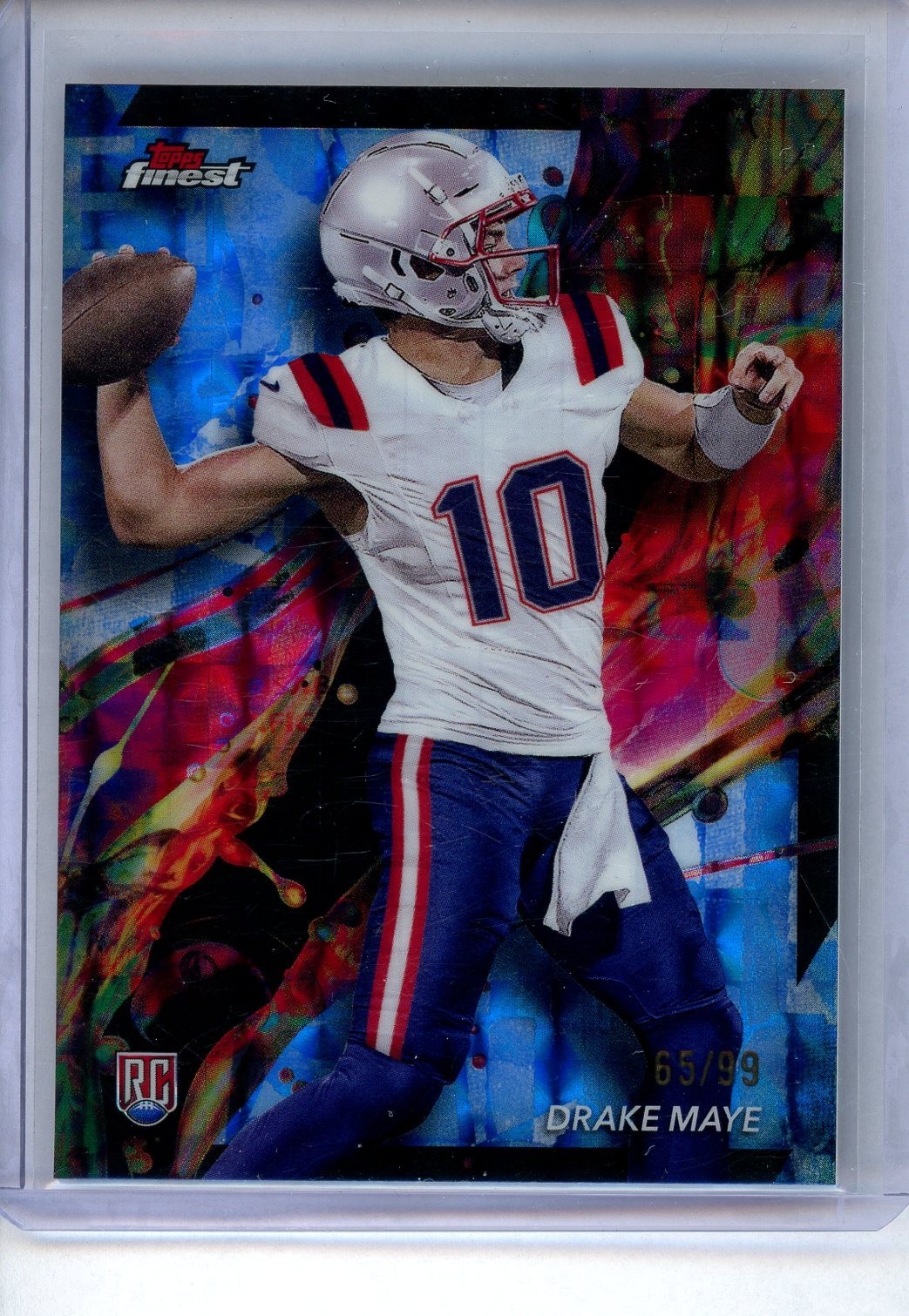 2024 Topps Finest Drake Maye #62 Blue Geometric Rookie /99 New England Patriots