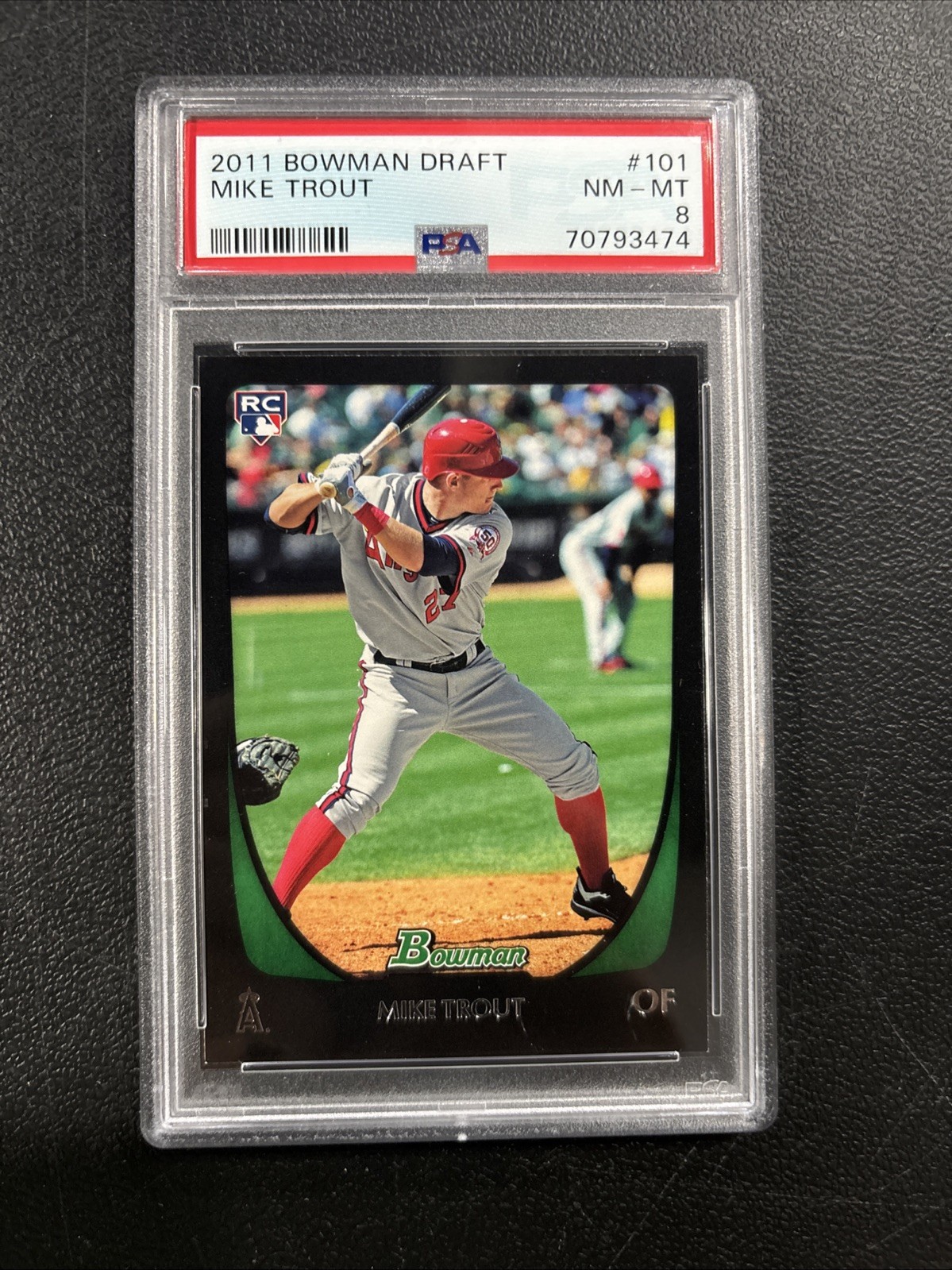 2011 Bowman Draft Picks Mike Trout #101 PSA 8 NM-MT Los Angeles Angels view 1