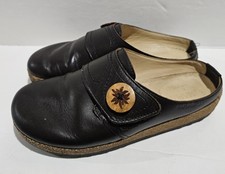 Haflinger Charlotte- Women  s Leather Slip On Brown Clog Mules Shoes- Size 39