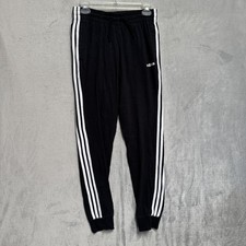 Adidas Pants Teens Small Black French Terry Track Joggers 3 Side Stripe DP2377