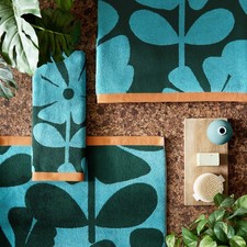 Orla Kiely Wildflower 100% Cotton Bathroom Towels - Blue Lagoon