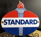 VINTAGE STANDARD GASOLINE PORCELAIN TORCH GAS SERVICE STATION PUMP PLATE SIGN