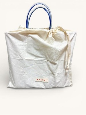 Marni Market Bag Woven Tote Red Blue Check Handbag Basket Style Marni Market Bag Woven Tote Red Blue Check Handbag Basket Style